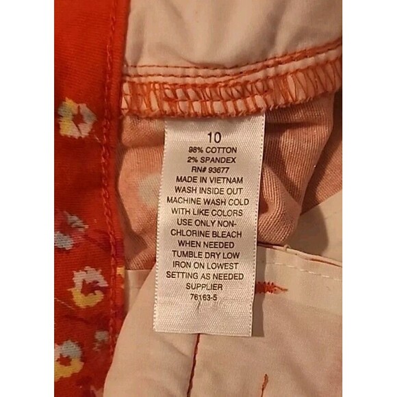a.n.a A New Approach Twill Shorts Womens 10 Orange Floral Mid Rise Beachy - Picture 5 of 7